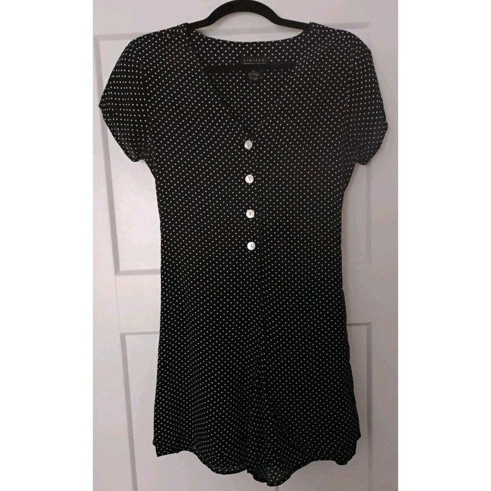 Vtg Y2k The Limited Polka Dot Skort Romper Rayon Tie Back Black White Sz XS VGC